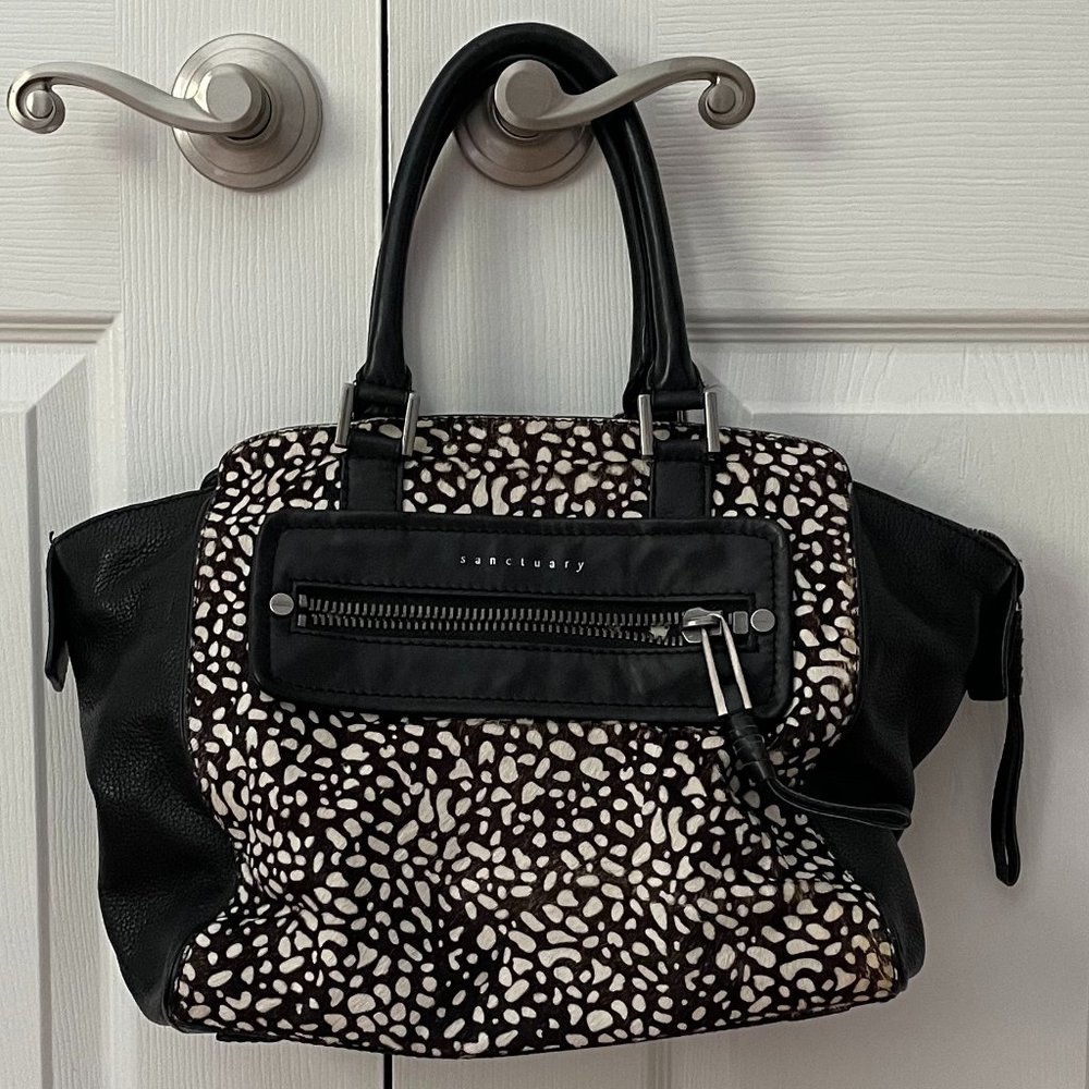 Sanctuary Leather small satchel with cowhide front panel